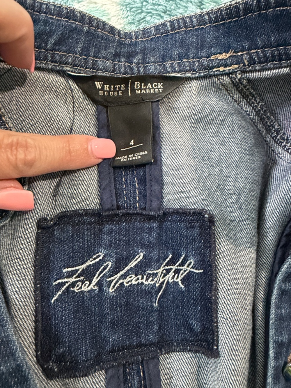 White House Black Market Women's Blue Denim Military-Style Jacket - Picture 3 of 3